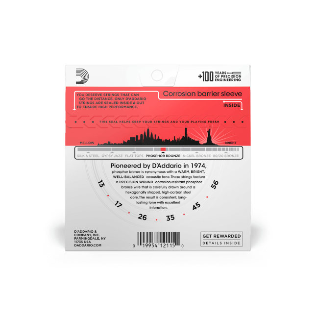 D'Addario EJ17 Phosphor Bronze Acoustic Guitar Strings Medium 13-56