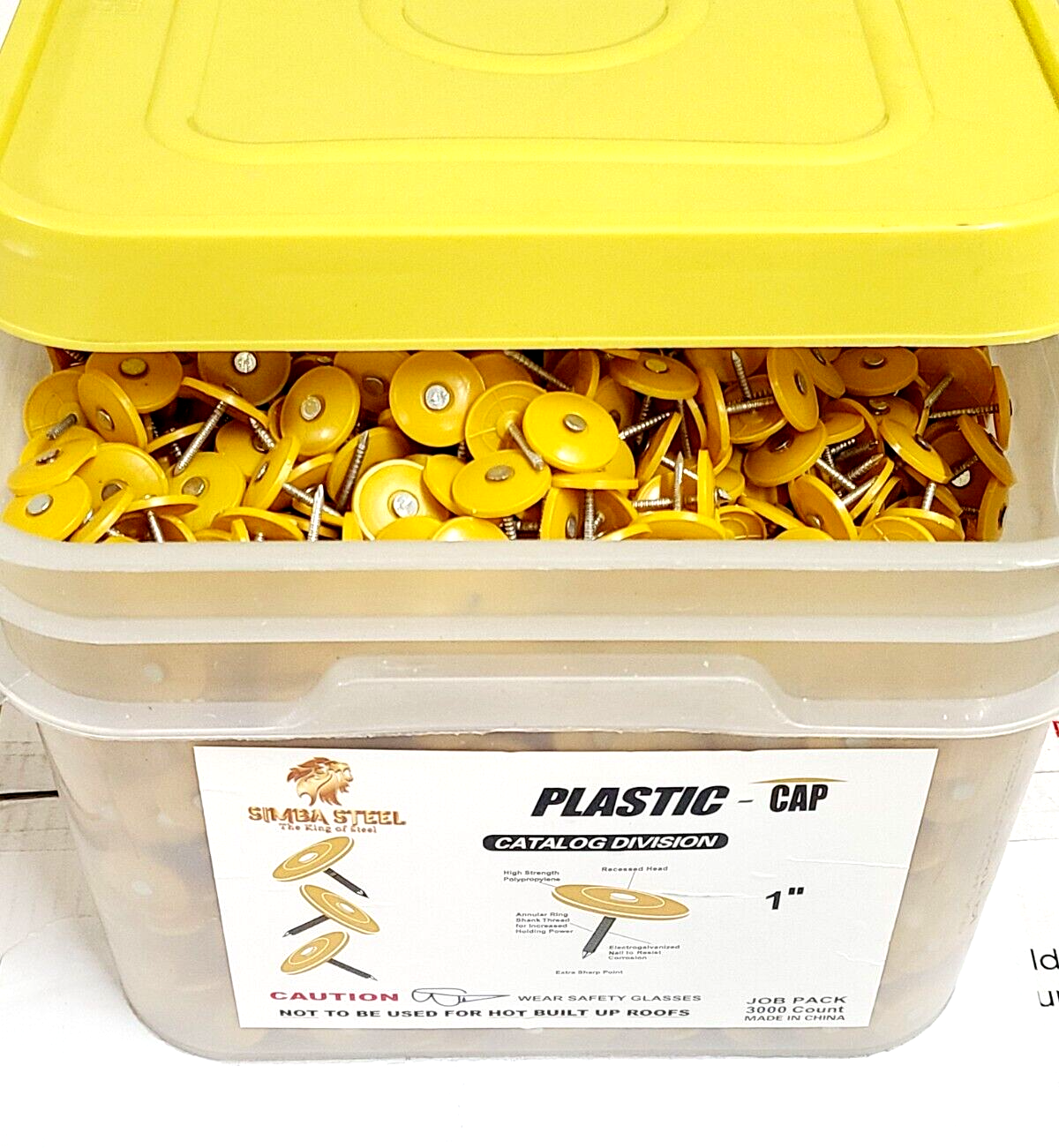 #12 x 1 in. Plastic Round Cap Roofing Nail (3,000-Pack) SimbaSteel