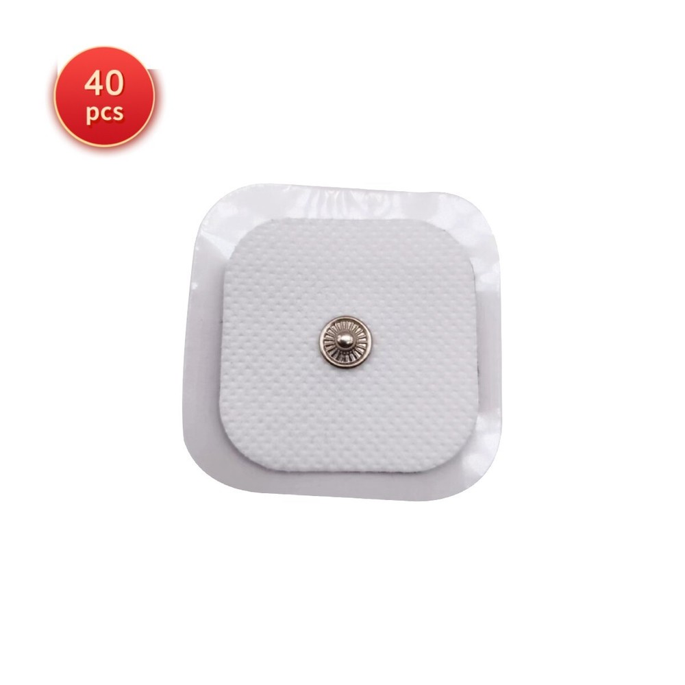 40 pcs TENS Unit Electrode Pads 2x2'' Snap Button Replacement fit TENS Machines