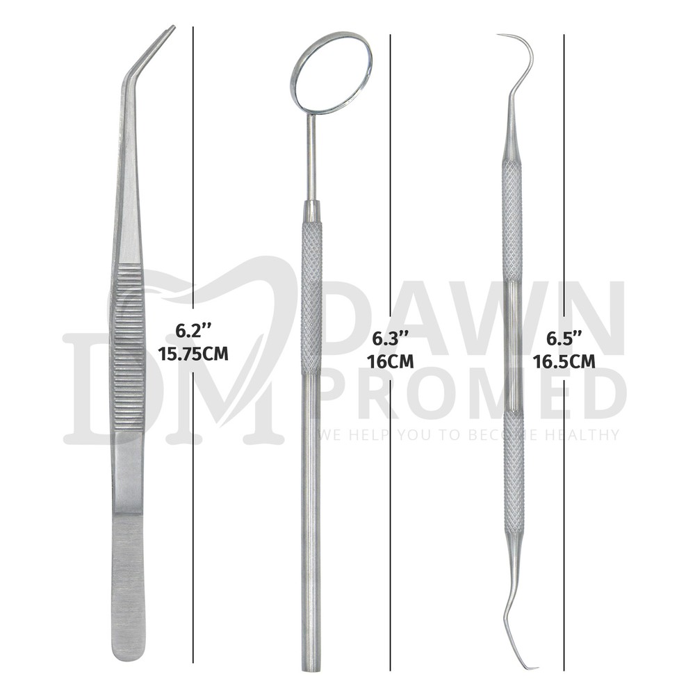 15 Pcs Basic Dental Instruments Set Mirror Explorer #5 Cotton Plier German Grade