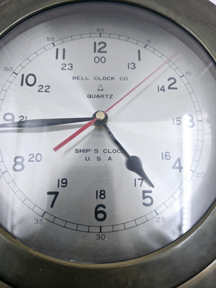 Vintage Bell Clock Ship's Clock Porthole Clock 13 In