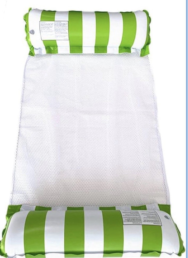 Inflatable Pool Float Green & White Stripes. - A0064