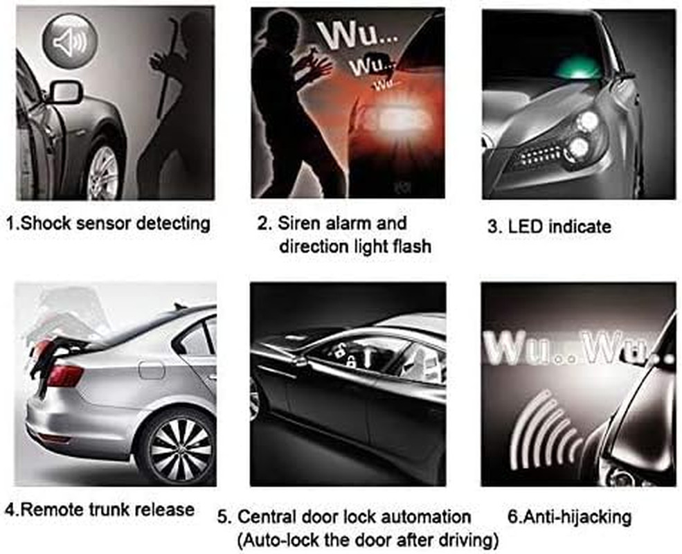 Car Alarm System, Security Antitheft Alarm Systems with Keyless Entry, with Micr