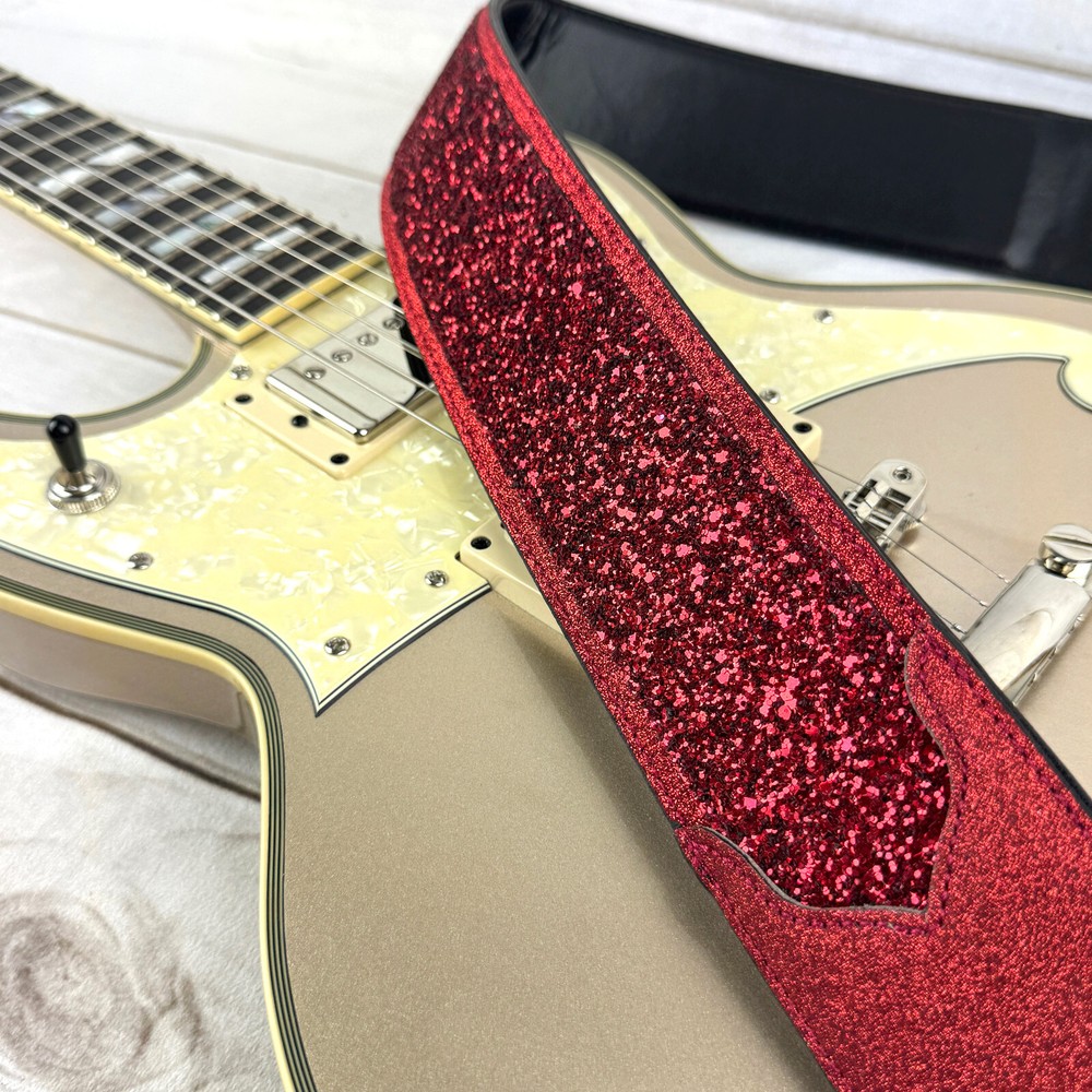 Walker And Williams GL-107 Red Ruby Slipper Glitter Bomb Padded Guitar Strap