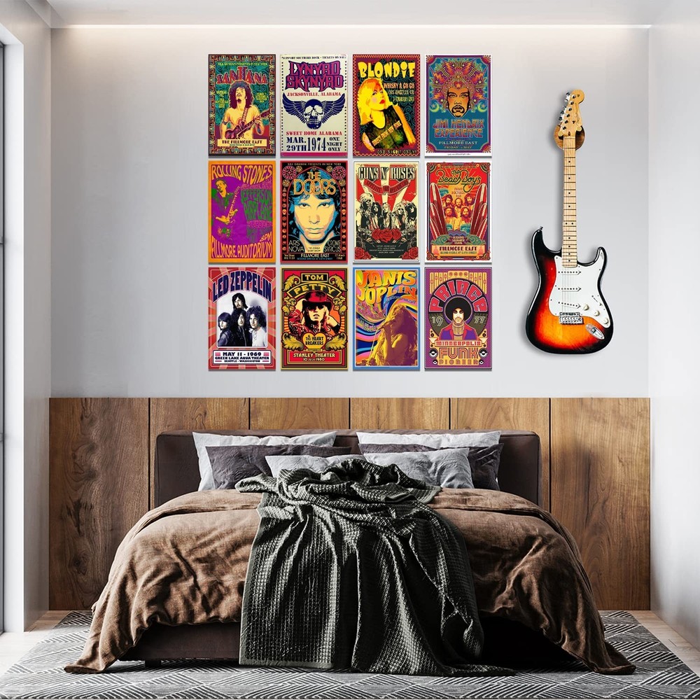 Woonkit Vintage Rock Band Posters for Room Aesthetic, 70s 80s 90s Retro Music...