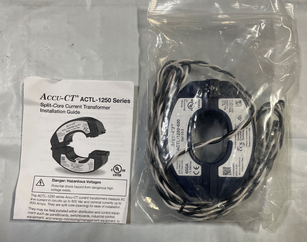 ACTL-1250 333mV Output Split-Core Current Transducer New