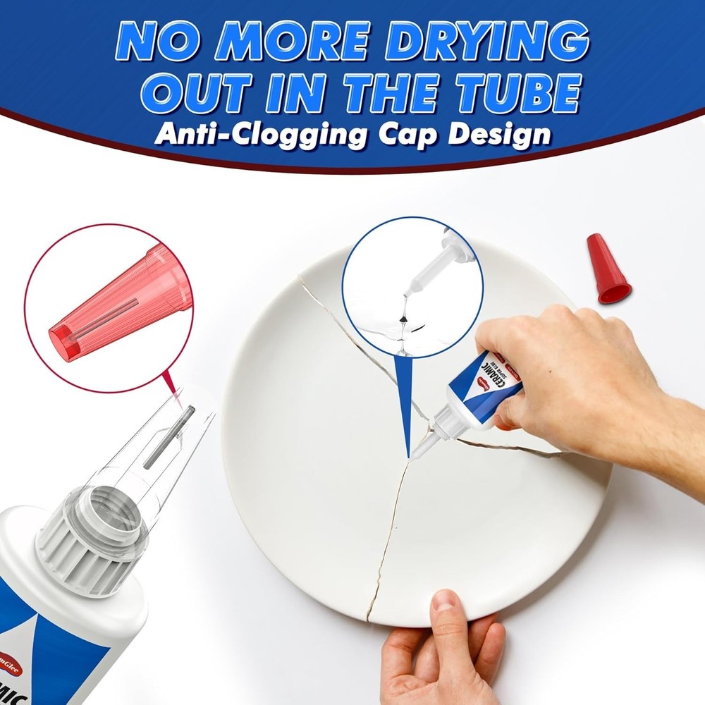 Crack Resistant Ceramic Adhesive with Precision Tip - Effortless 36.5ml Repairs