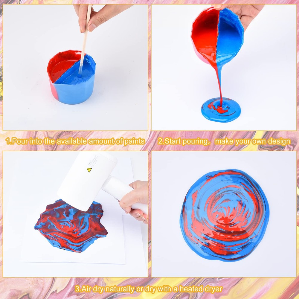 4 Pcs Split Cups for Paint Pouring, Silicone Split Cup Fluid Art Split Cup Re...