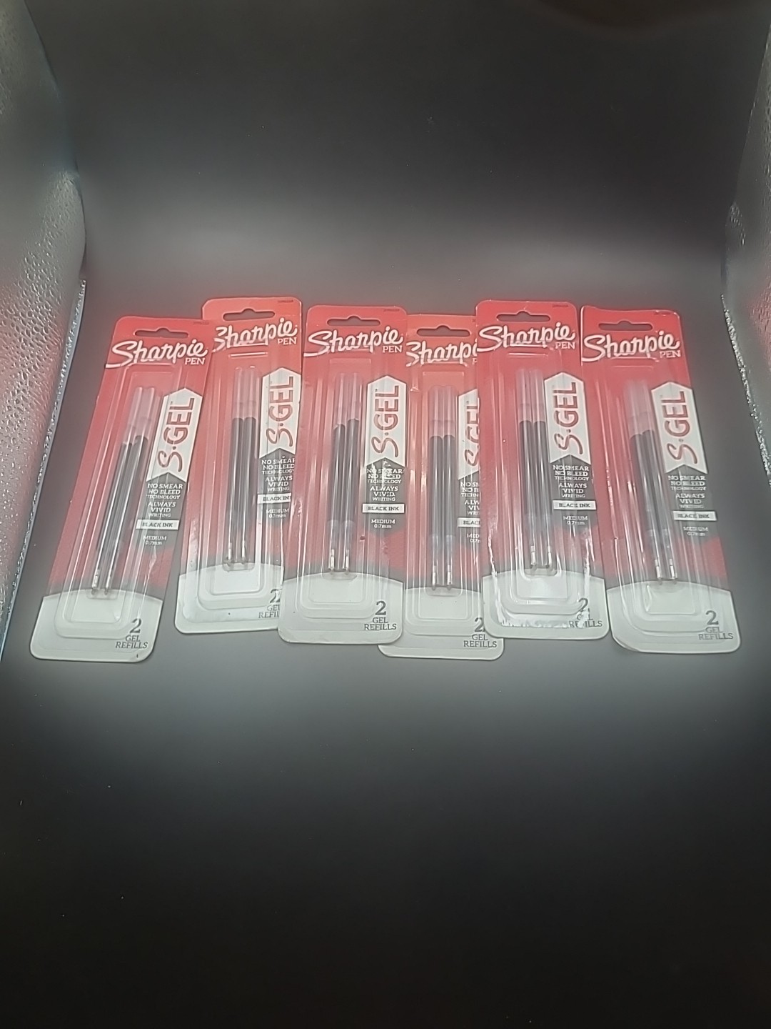 6 X Sharpie S-Gel Refills Black Ink Gel Pen Refills Medium Point (0.7mm) 6 Packs