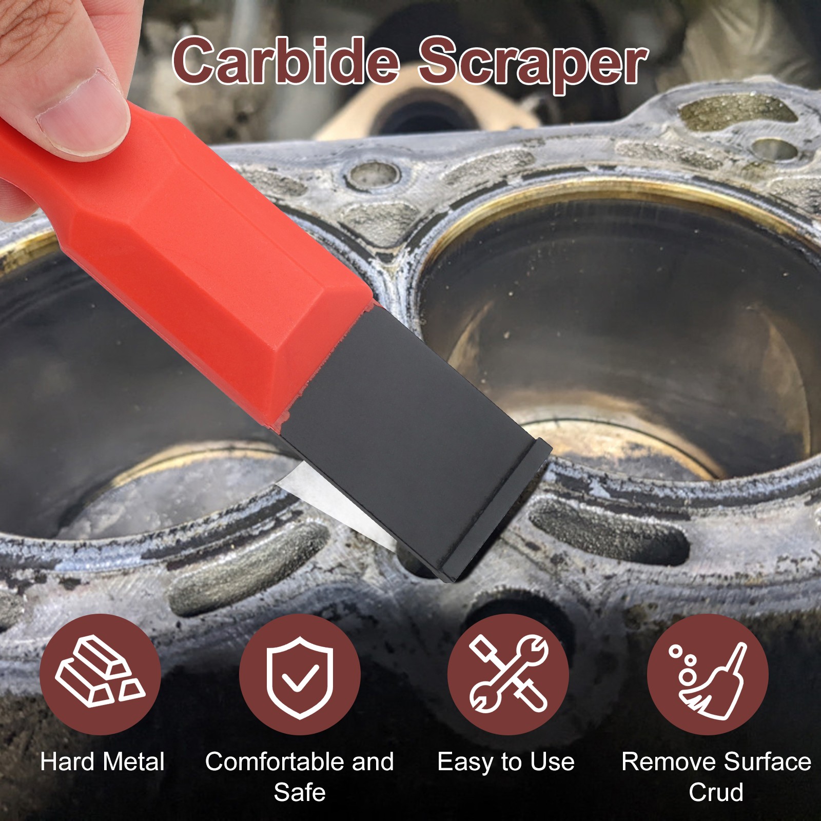 2pcs Tungsten Carbide Scraper Set Gasket Remover Tool for Engine Rust Glue Clean