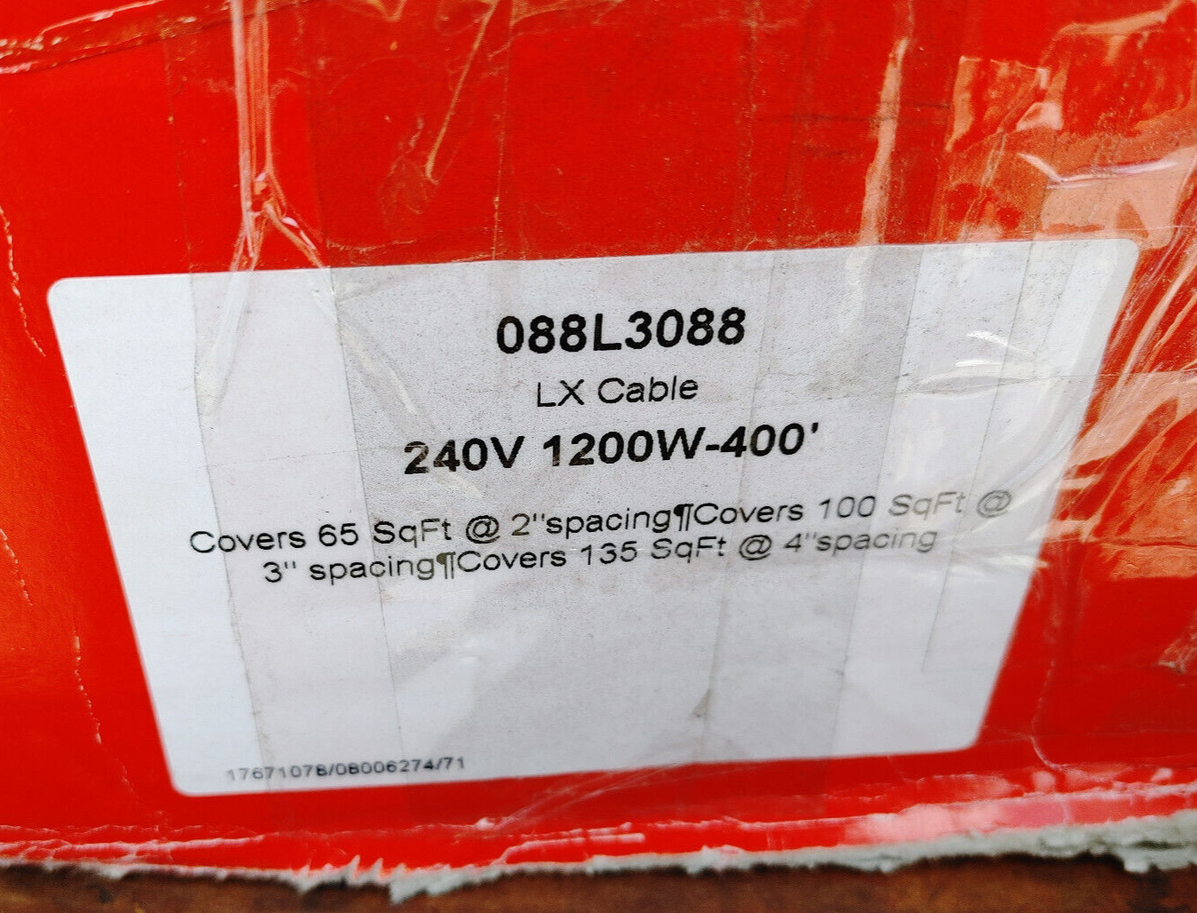 Danfoss 088L3088 Floor Heating Cable 240V 400ft (G8BB)