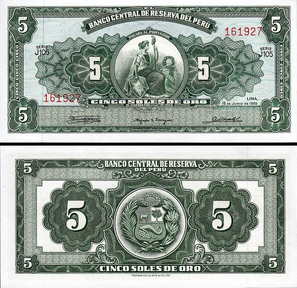 Peru 5 Soles 1965, UNC-, P-83