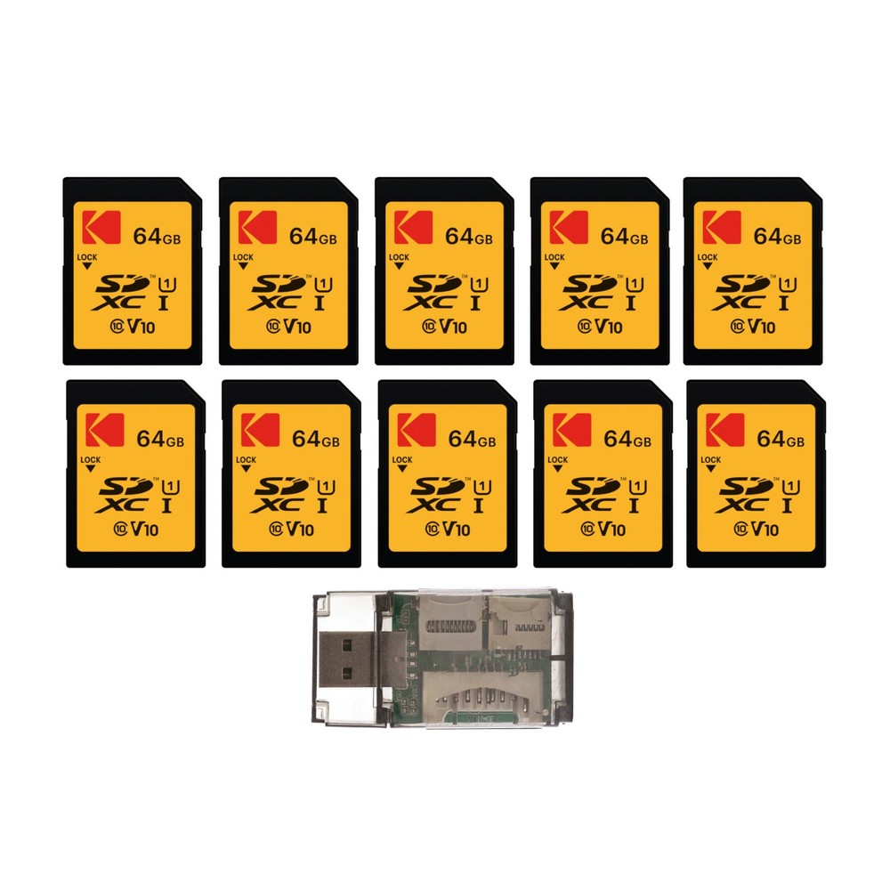 Kodak 64GB Class 10 UHS-I U1 SDXC Memory Card Bundle with Card Reader