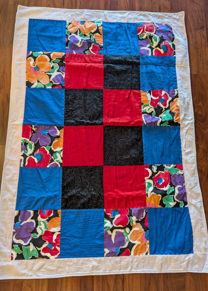 Patchwork Lap Quilt Blanket Throw Multicolor 50”x 35” - Please See Video