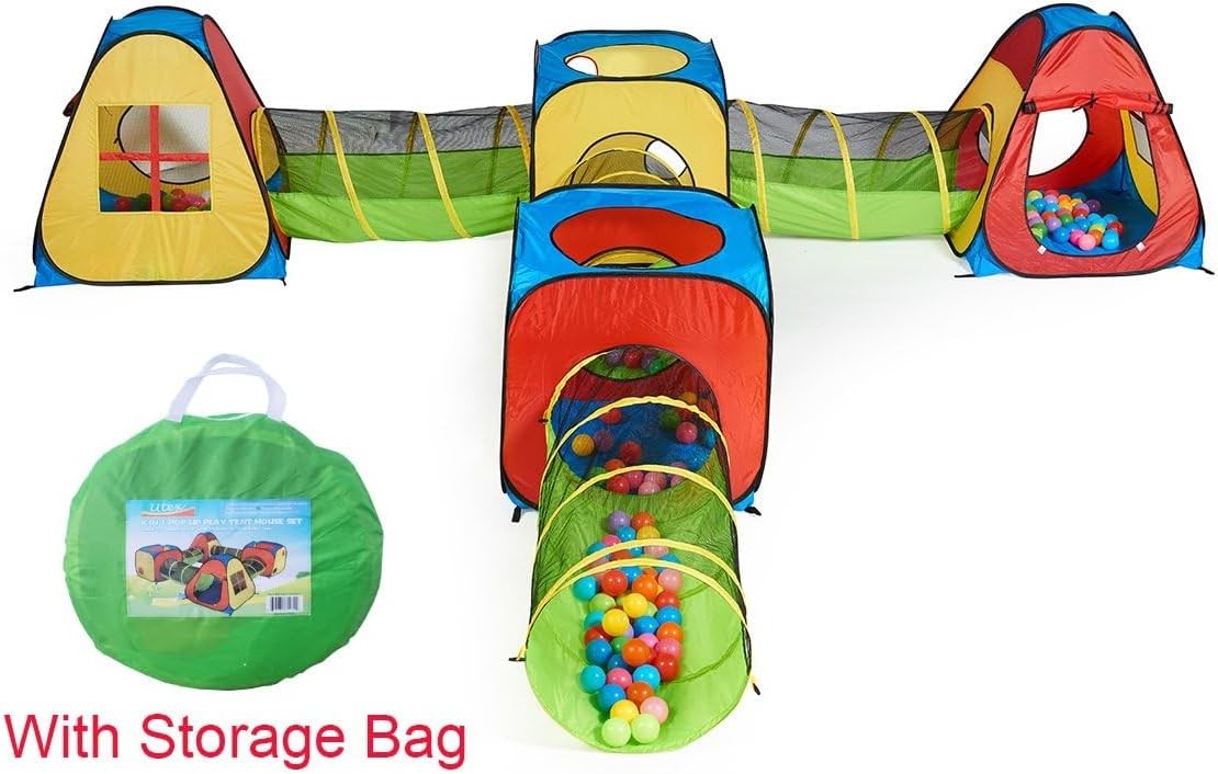 UTEX 8 in 1 Pop Up Children Play Tent House with 4 Tunnel, 4 Tents for Boys, Gir