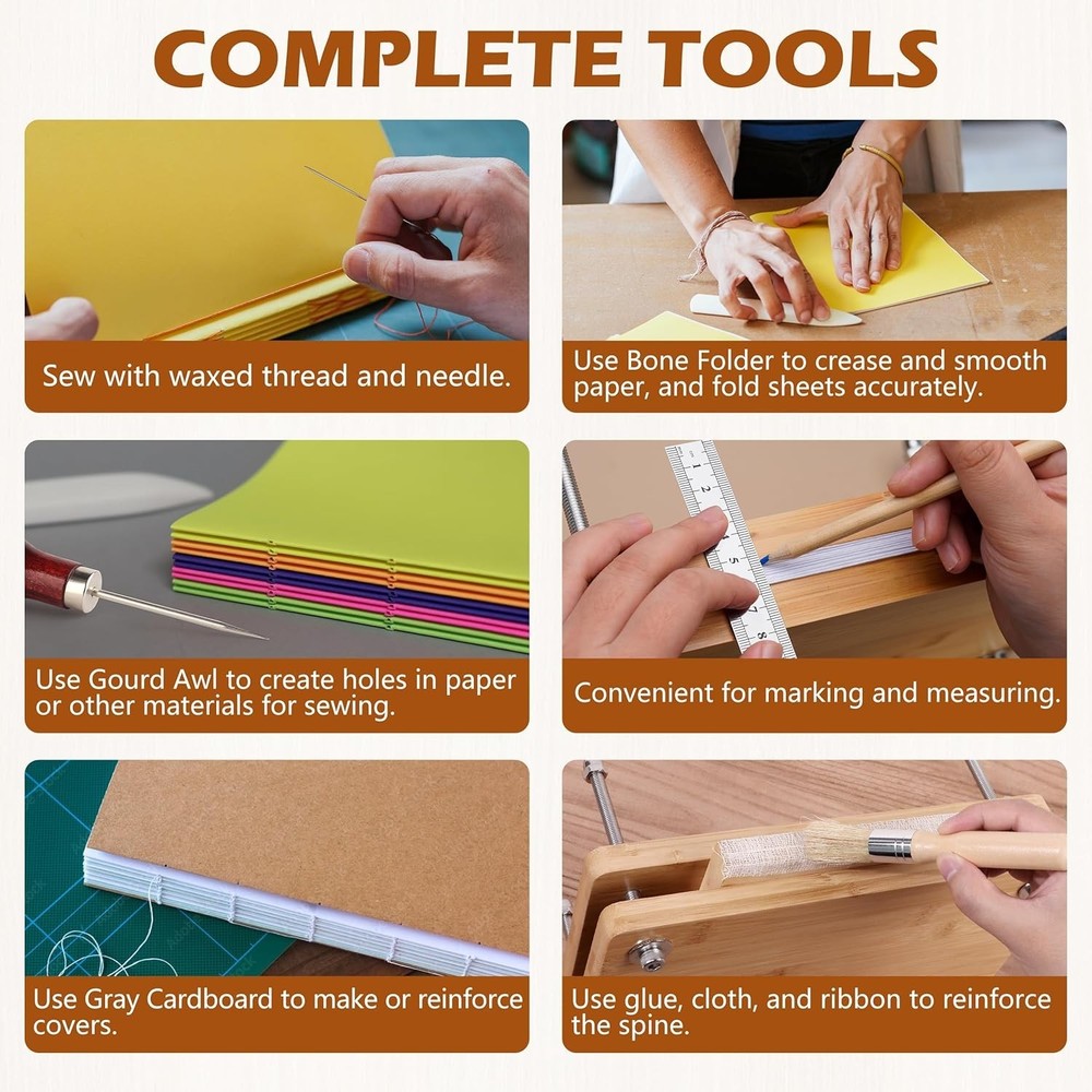 Versatile Book Binding Kit with Press & Materials for Addictive Journal Making