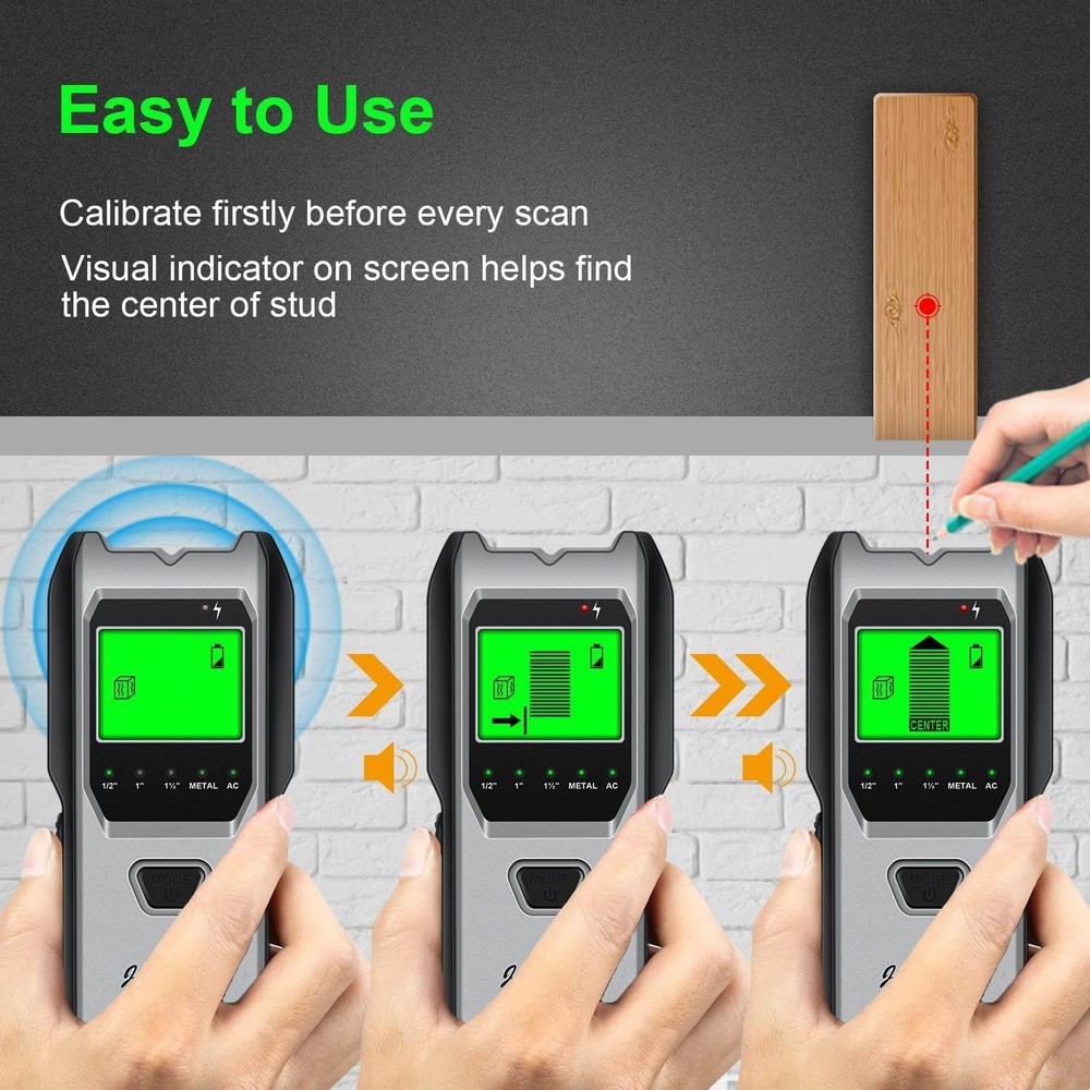 Wall Scanner with 5-in-1 Function, LCD, and Audio