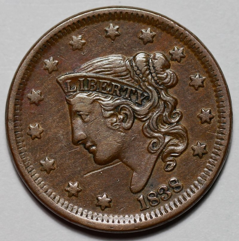 1838 Coronet Head Large Cent - Scratch - US 1c Copper Coin