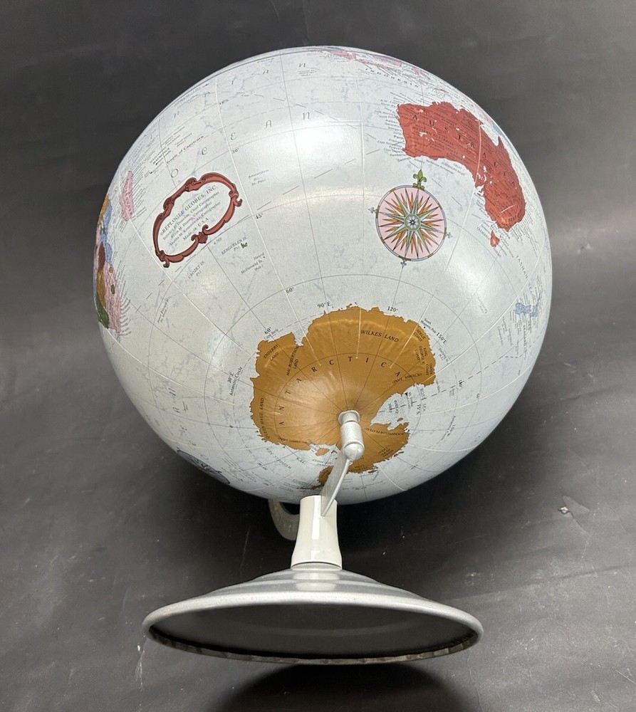 Vintage Replogle Platinum Raised Relief Globe 12”