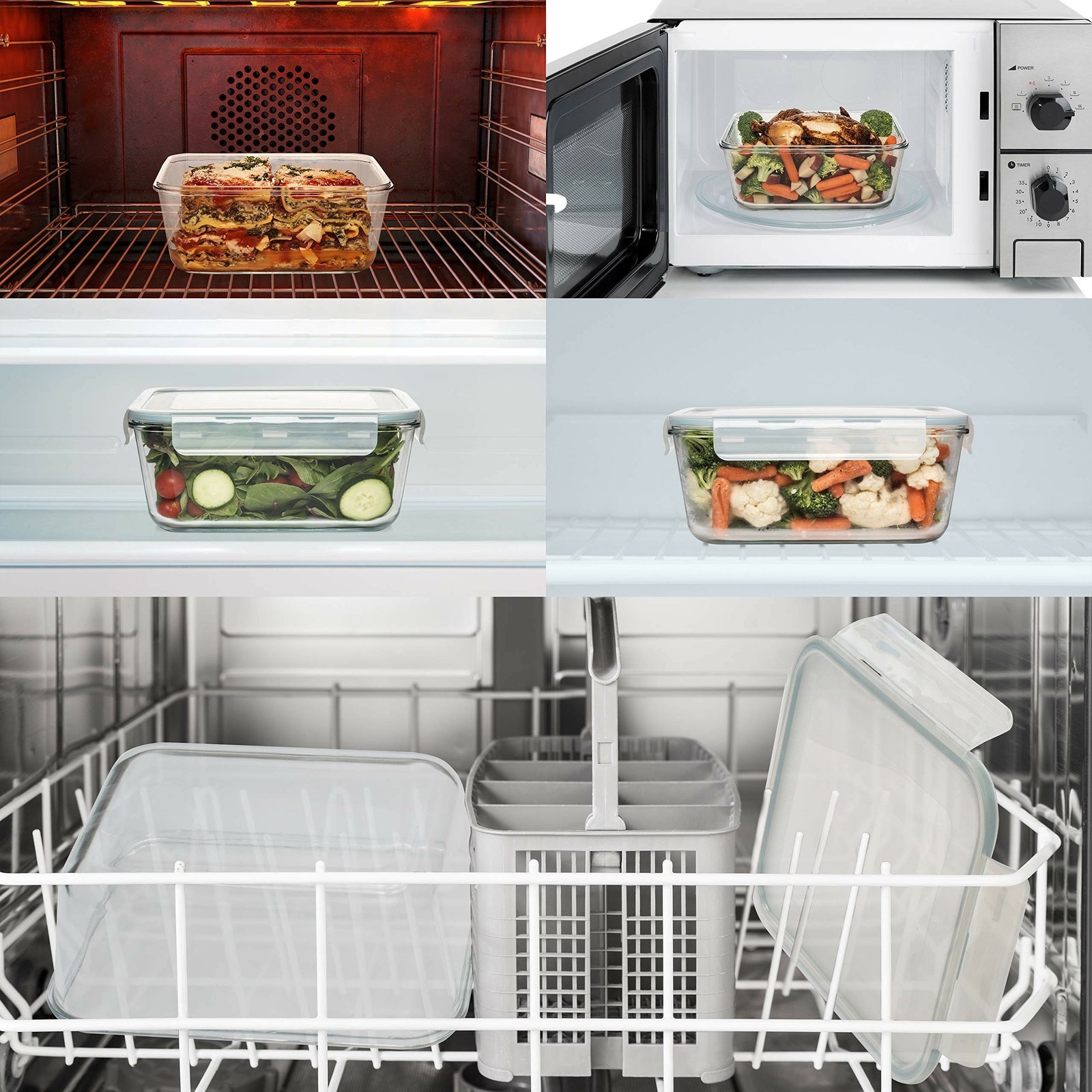 14 Cup/ 112 oz LARGE Glass Food Storage Container with Locking Lid. Ideal for...