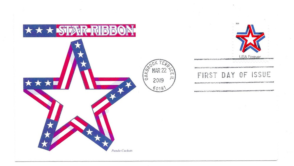 5361 Star Ribbon  pane Panda Cachets, FDC