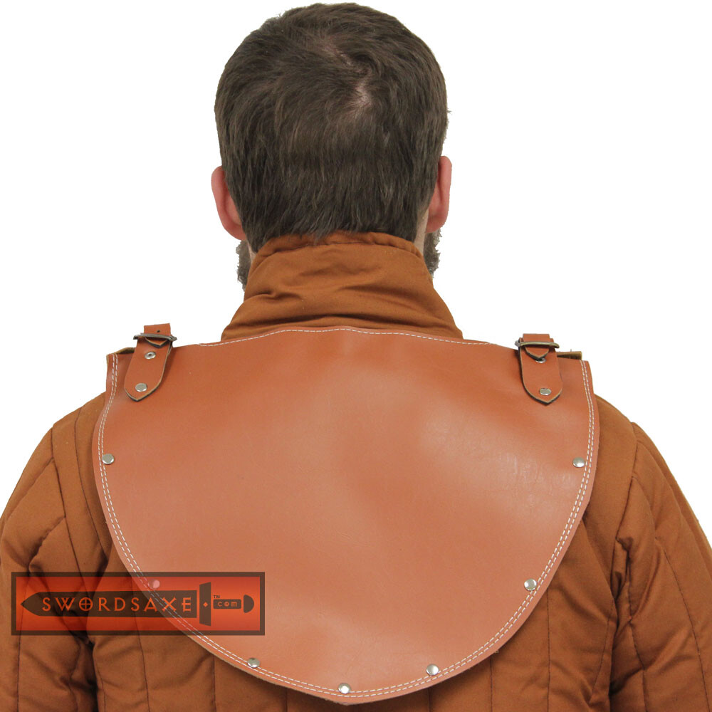 Medieval Templar Knight Marius Crusader Leather Gorget Neck Armor Cosplay Brown