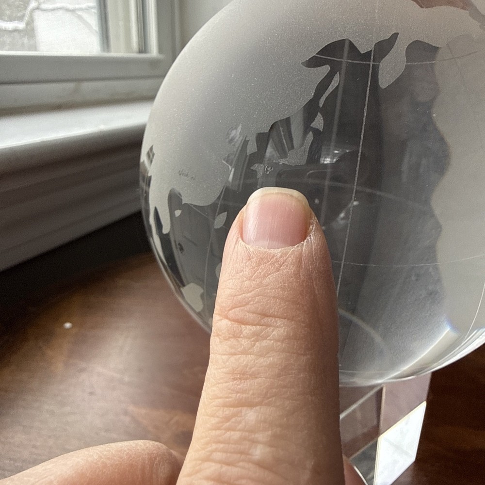 Vintage Etched Glass Globe On Square Base