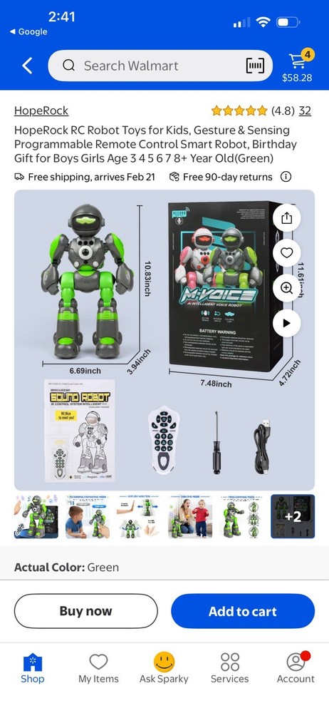 RC Robot Toy for Kids Gesture Sensing Programmable Remote Control Robot Green