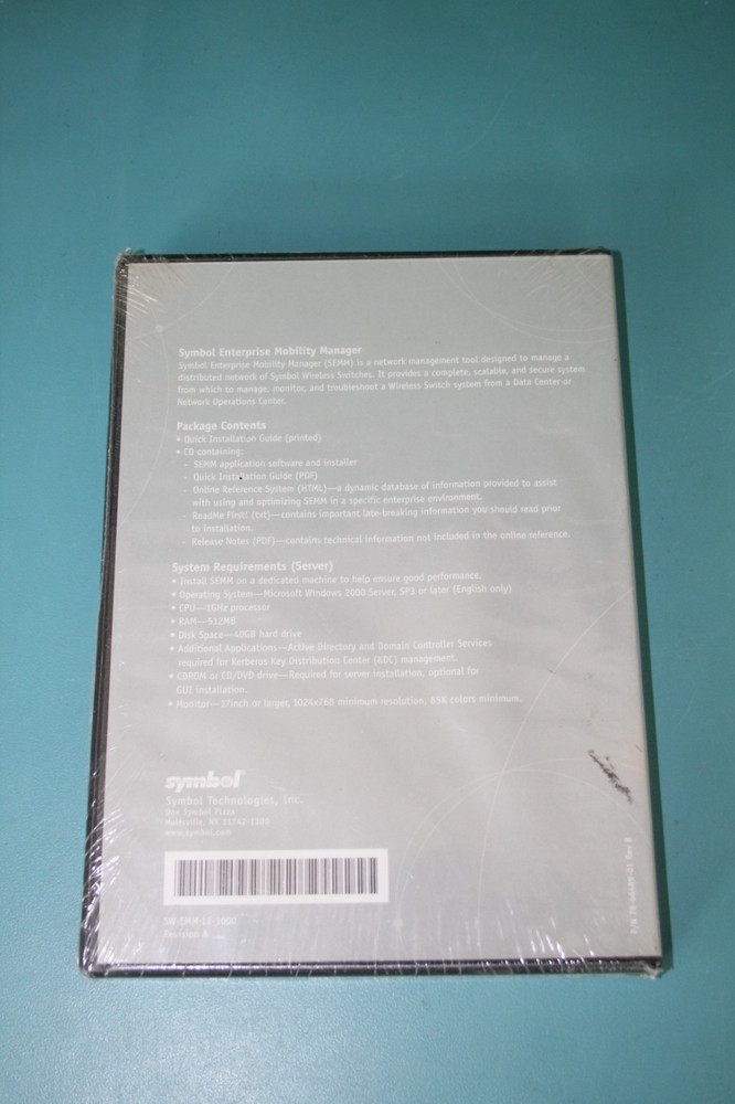SYMBOL ENTERPRISE MOBILITY MANAGER SEMM SOFTWARE CD SEALED NEW