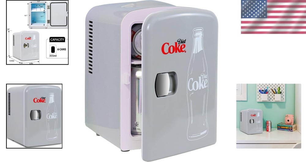 Chic Coca-Cola Mini Fridge: Cute Compact Beverage Storage - Silent Operation