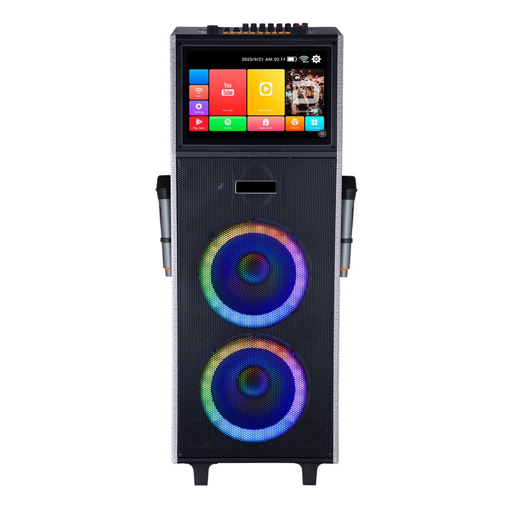 Professional Karaoke Machine Bluetooth Speaker Lyrics Display Screen WirelessMic