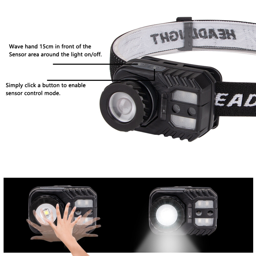 LED Headlamp Rechargeable Headlight Head Torch Induction Flashlight US