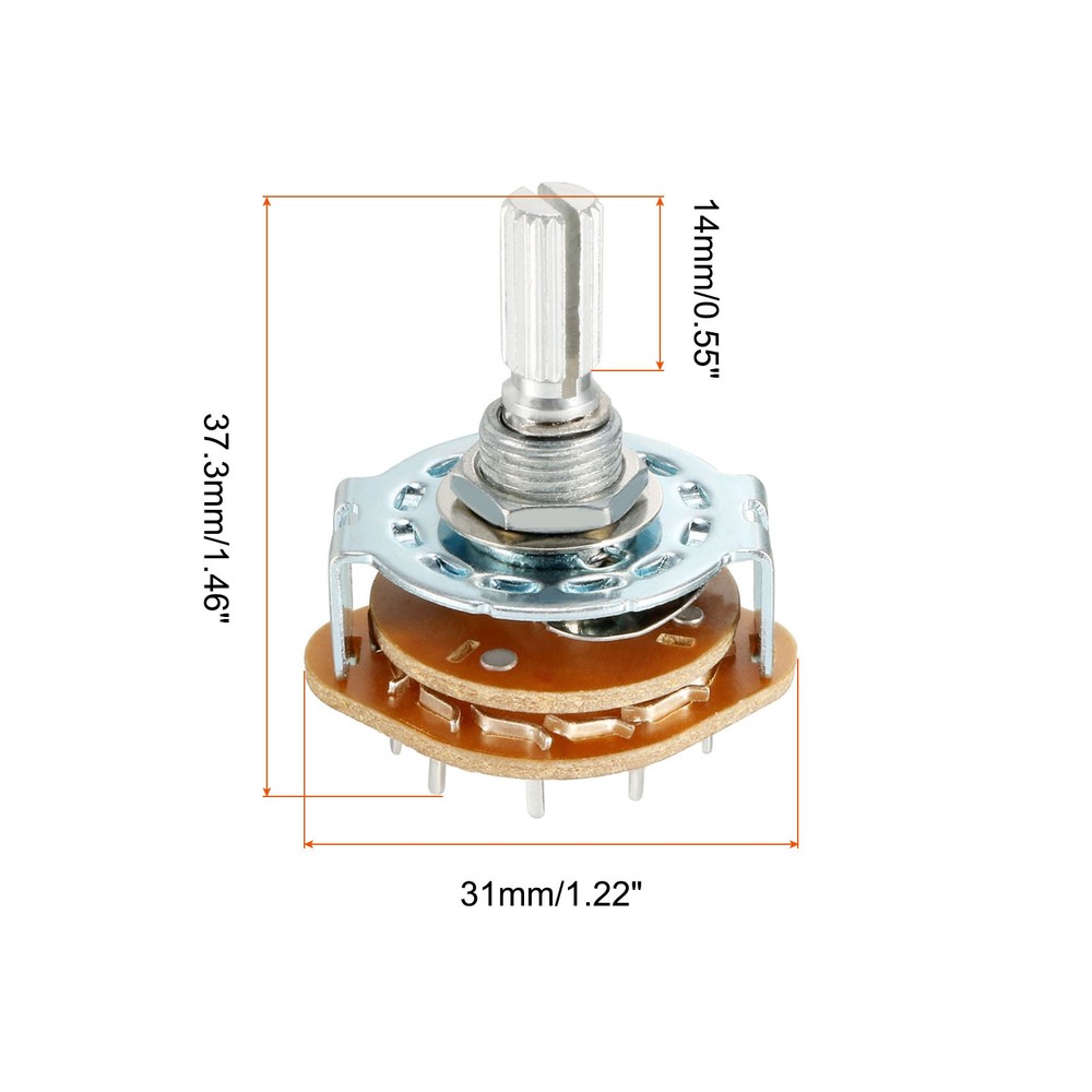 Band Selector Rotary Switch 4P3T 4 Pole 3 Throw 1 Deck