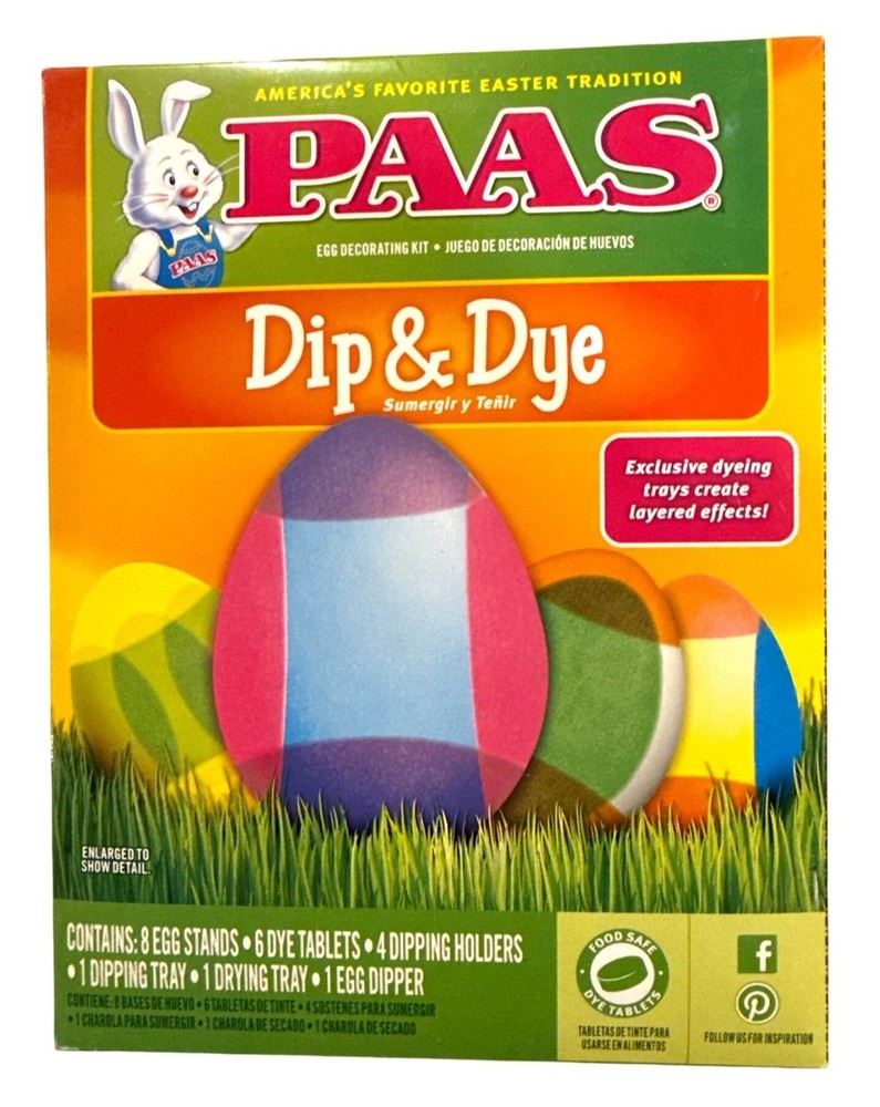 PAAS Dip & Dye Easter Egg Decorating Kit With Stands+ Dye Tablets+ Dipping Tool+