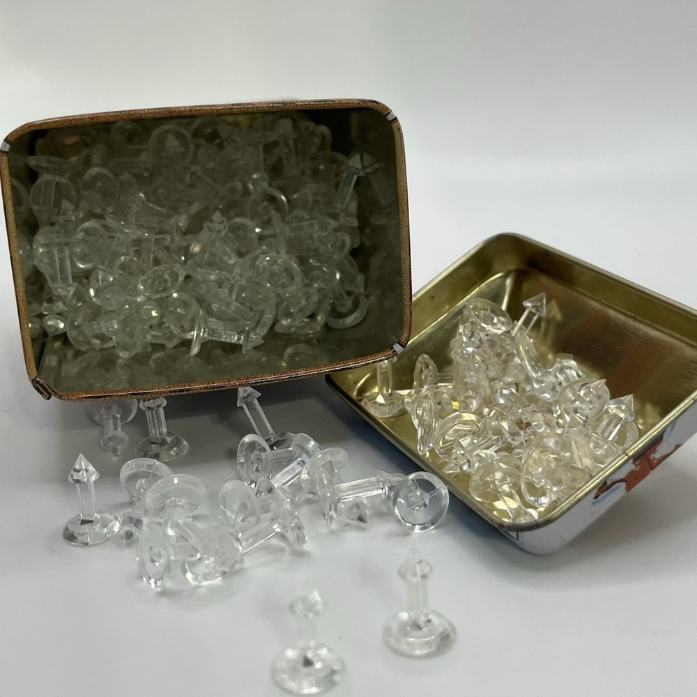 • Tin of PIXIE / EASY BOW MAKER Gift Bow 225 Clear Plastic Center Pins