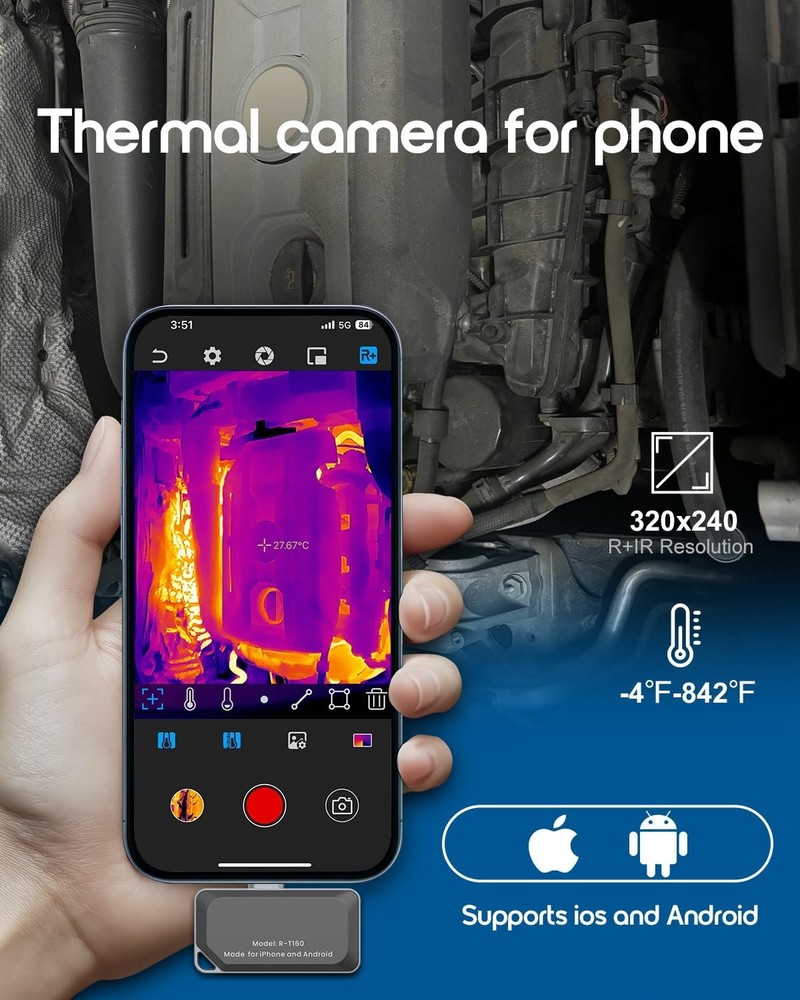 REVASRI Thermal Camera for iPhone and Android, 320×240 Super IR Resolution Th...