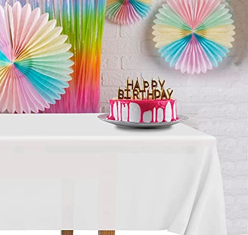 2 Rectangular Tablecloths, BPA-Free Plastic, 54 x 108 Inch, 2 Pack White