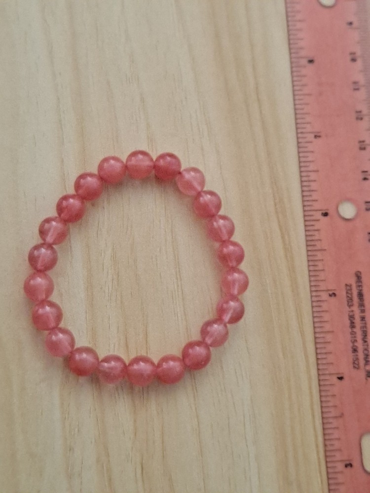 cherry quartz stretch bracelet