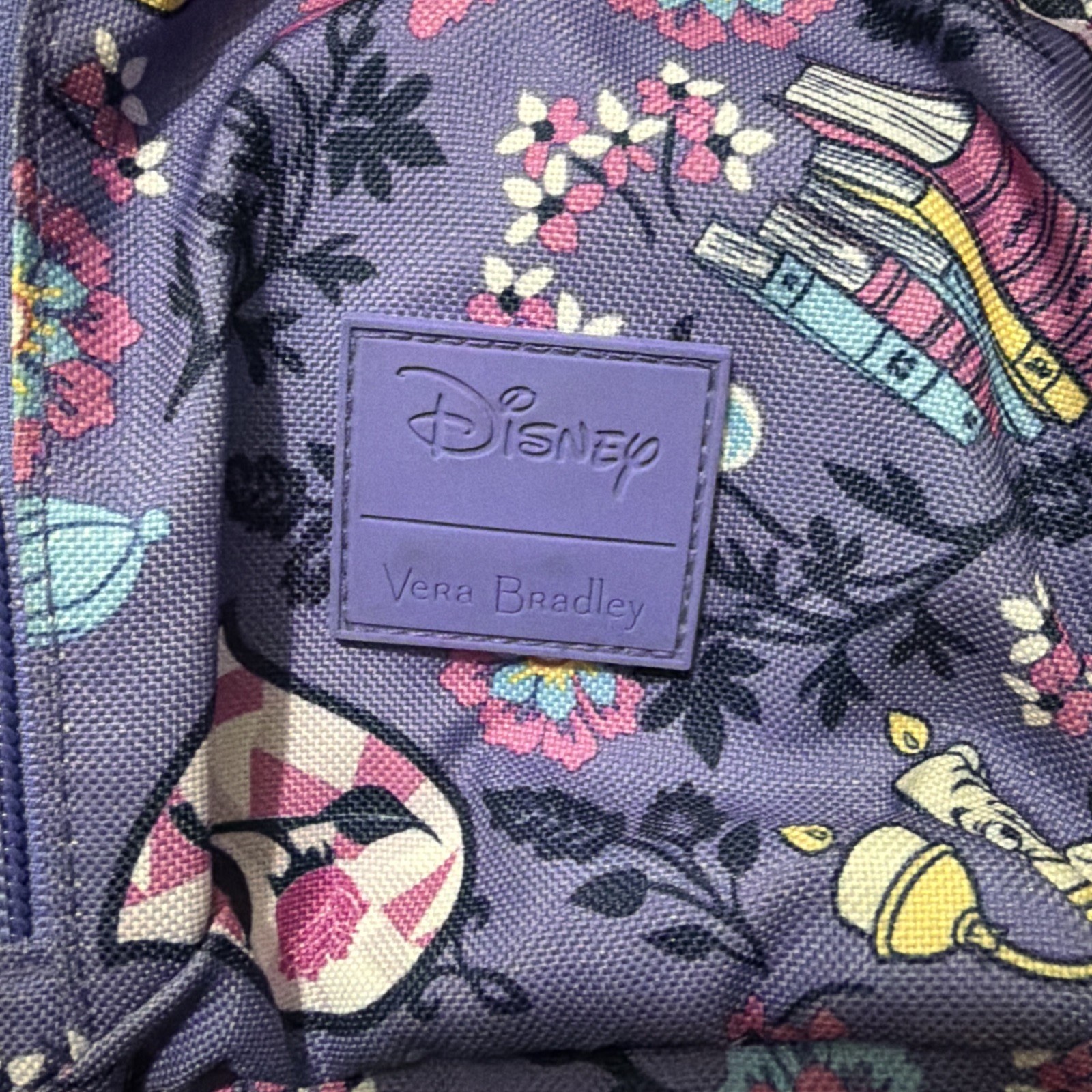 Vera Bradley for Disney mini Sling Backpack Purple Beauty and the Beast