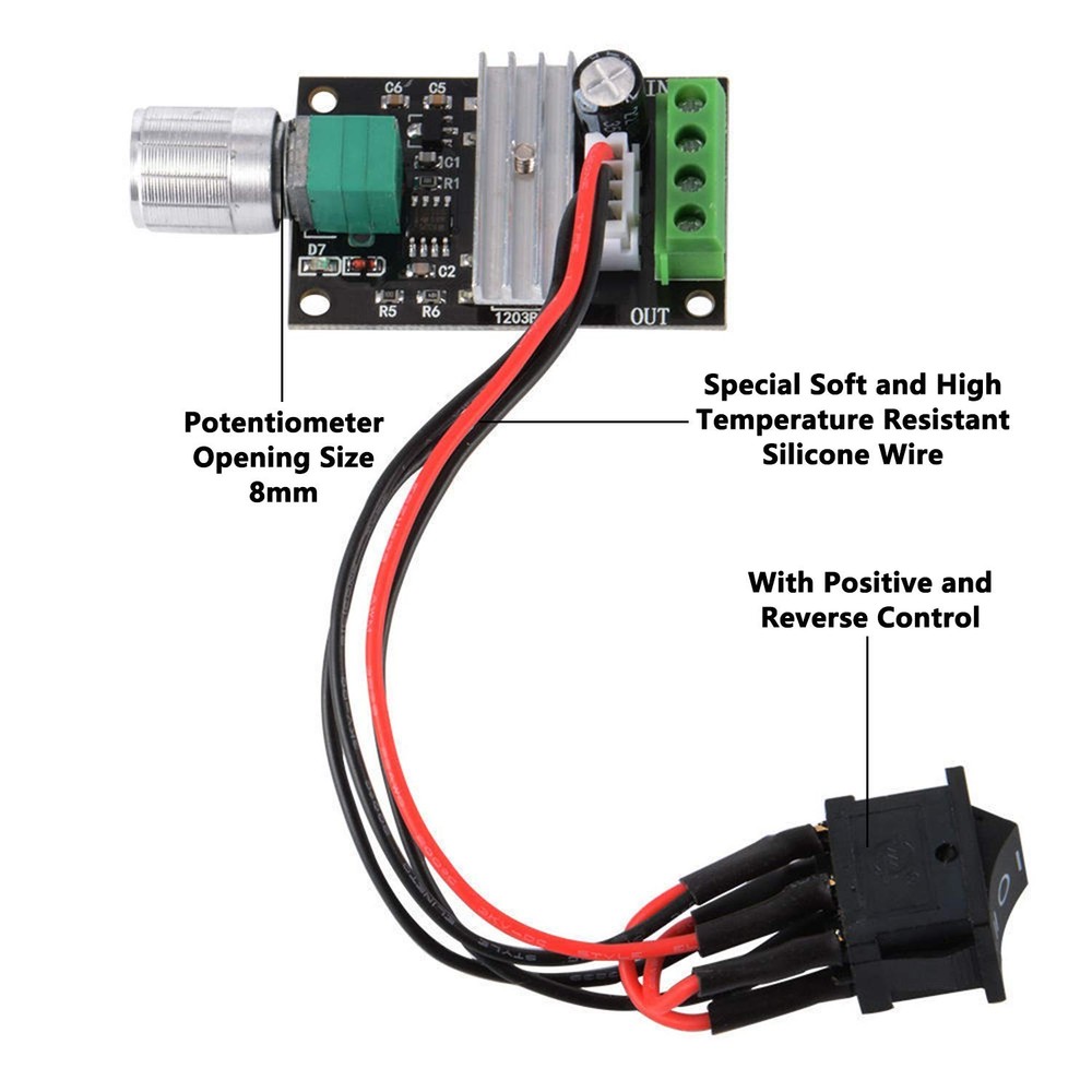 6V-28V 3A DC Motor Speed Controller PWM Variable Speed Regulator Governor Swi...