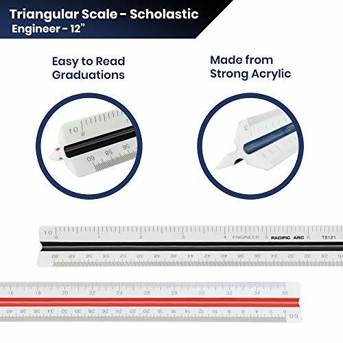 Engineer Triangle Scale Ruler 12 Inch With Etched Markings In Fully Divided