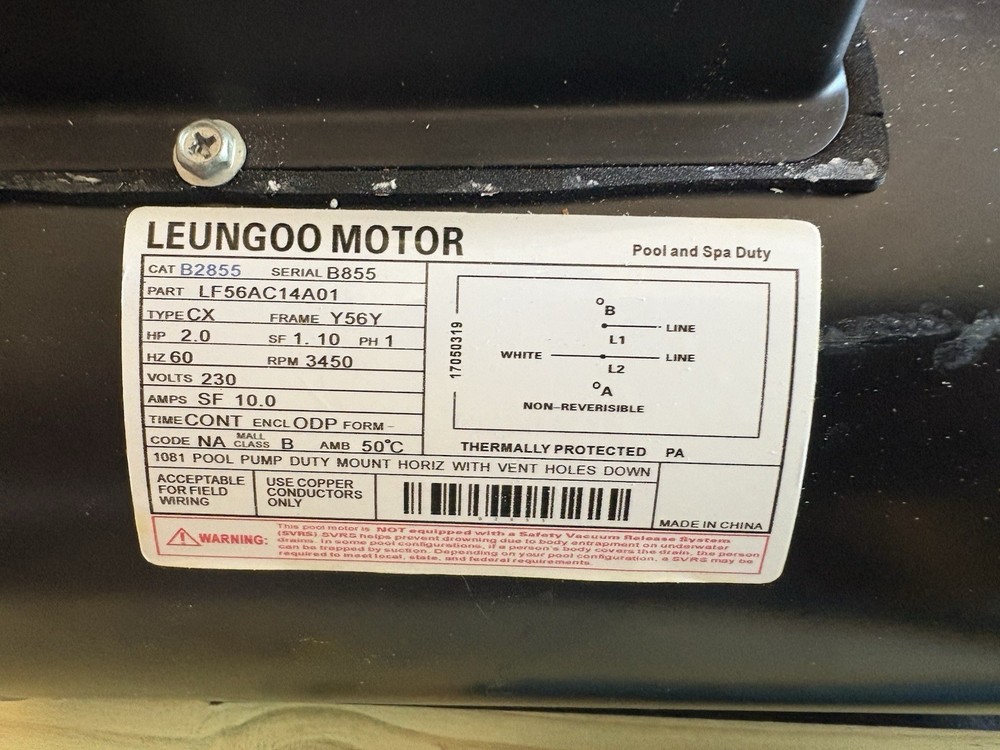 Leungoo Pool Pump Motor 230v