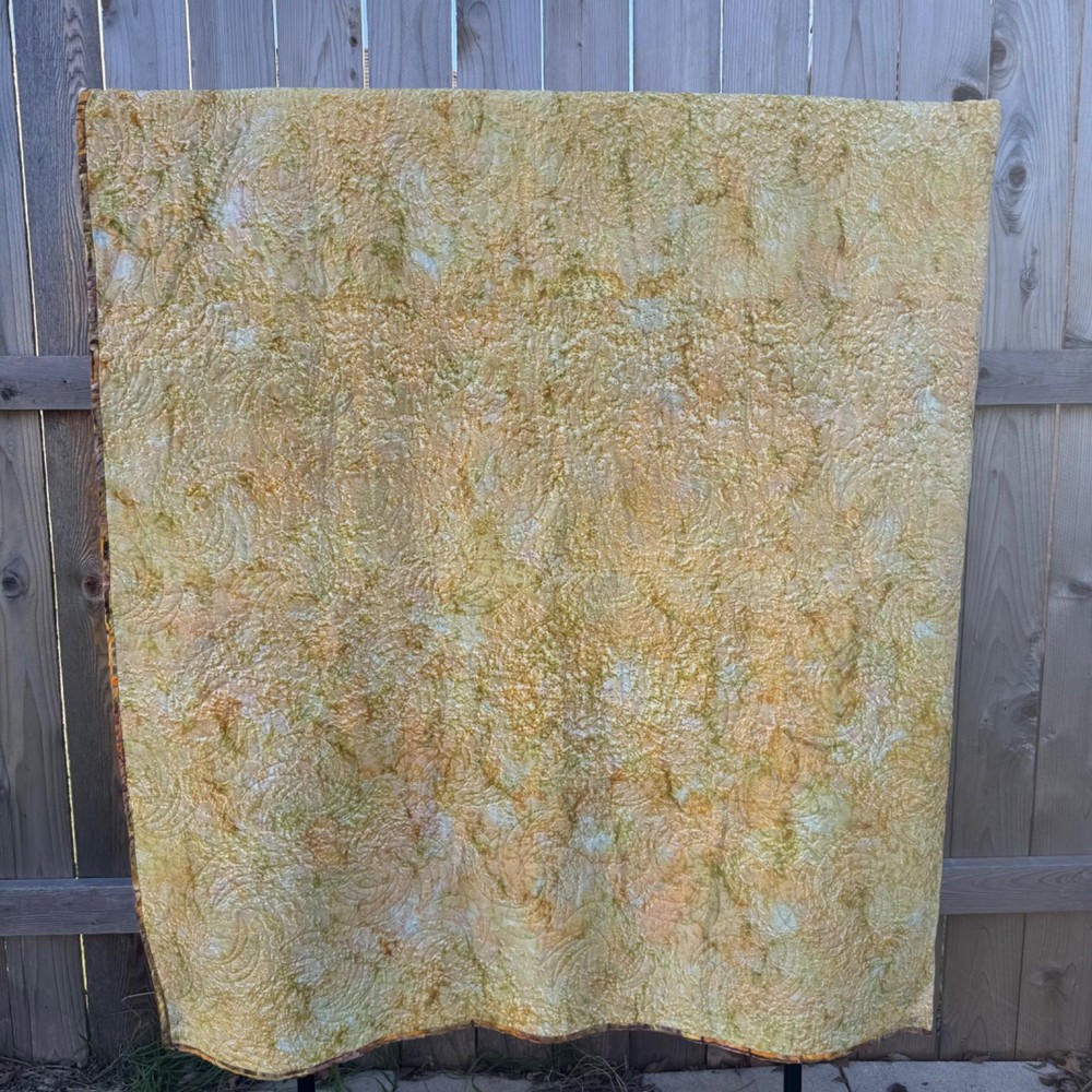 Handmade Patchwork Quilt King Machine Stitched Abstract Orange Purple Yellow