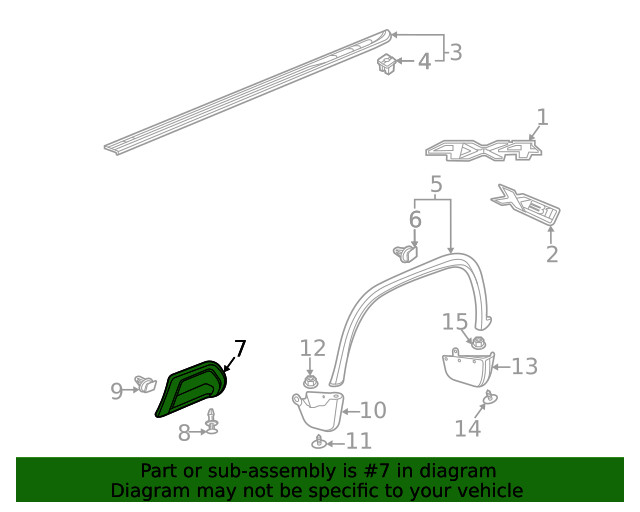 Genuine Black Driver Side Pickup Box Outer Side Panel Front Step Bezel 84721916