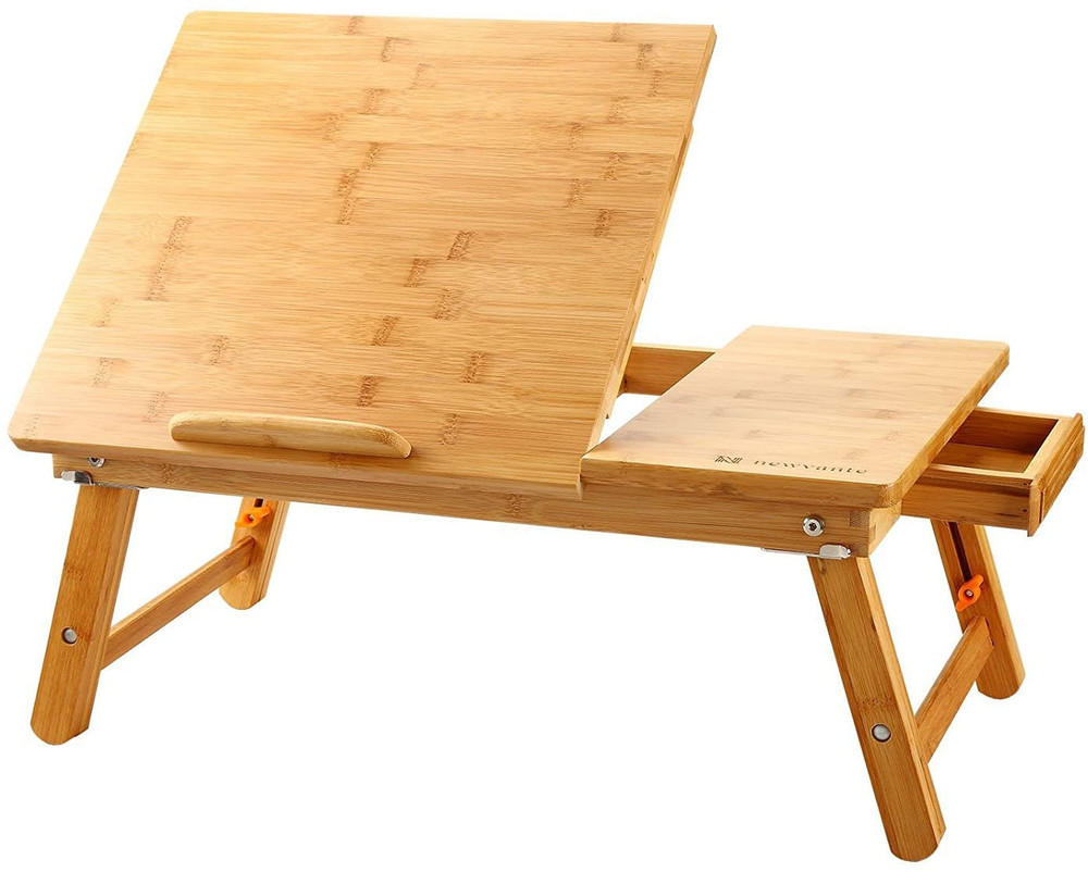 Laptop Desk Table Adjustable 100% Bamboo Foldable Breakfast Serving Bed Tray W'