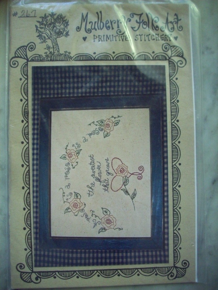 The Sweetest Flower Rose primitive embroidery pattern