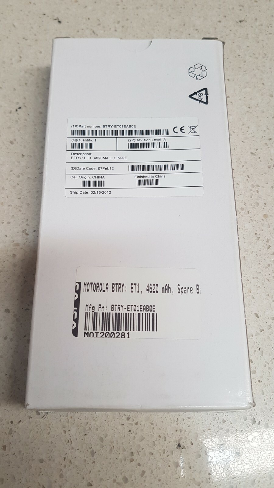 Genuine Motorola Universal Battery BTRYET01EAB0E For ET1 4620 mAh New See Pics