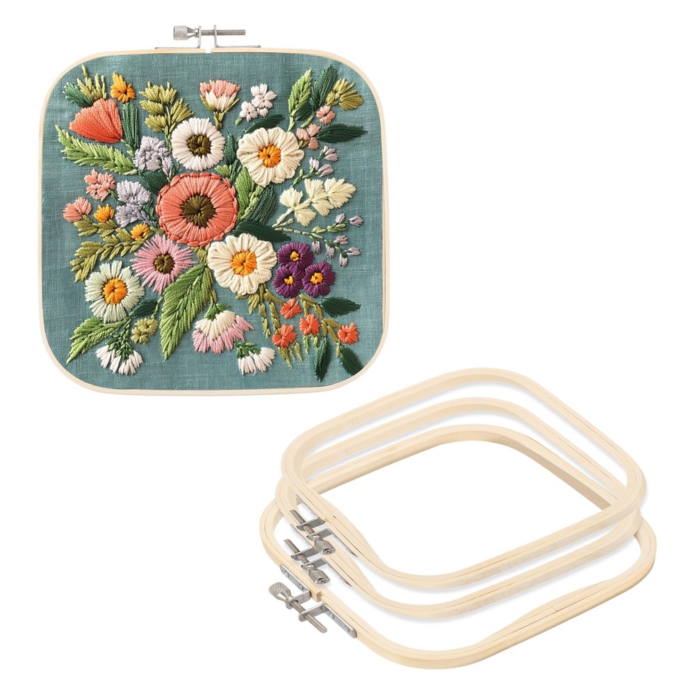 4 Pieces 2 Sizes Square Embroidery Hoops, Adjustable Cross Stitch Hoops Ring