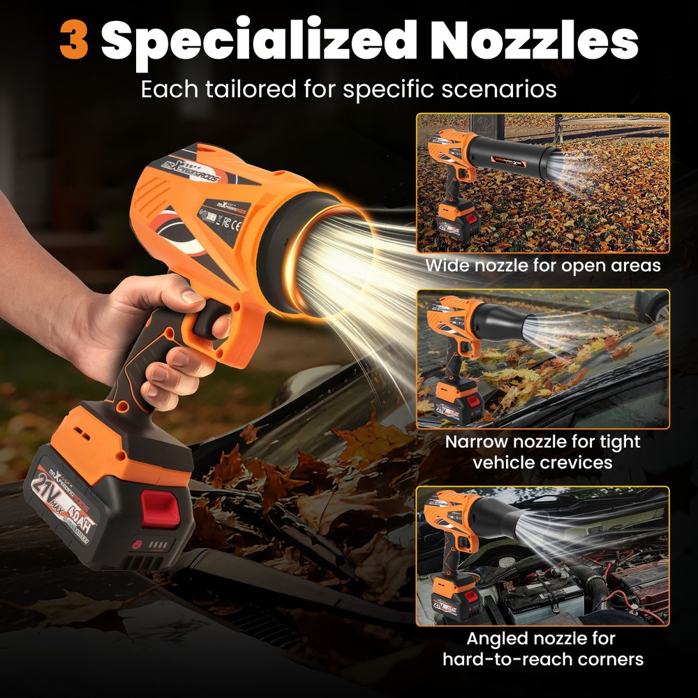 Brushless Leaf Blower Cordless 21V 550 CFM Variable Speed 2 Battery Kit