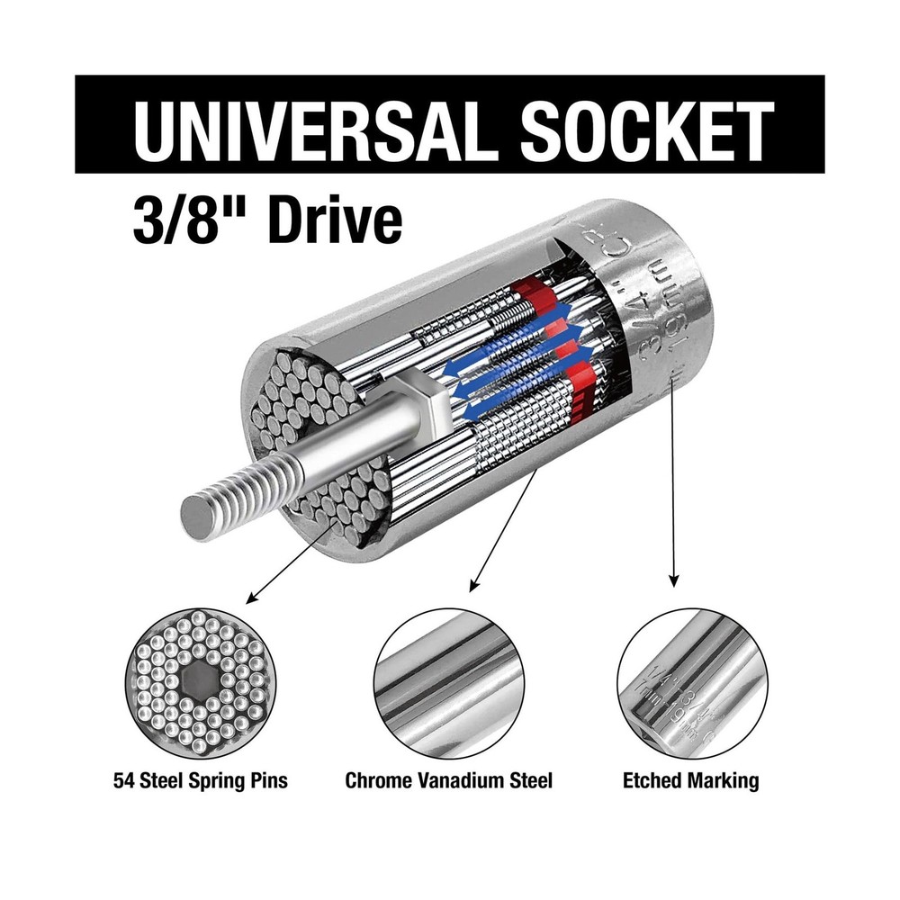 MacWork 4-in-1 Wrench and Universal Socket Set, 1/4", 3/8", 1/2" Dr... Fast Ship